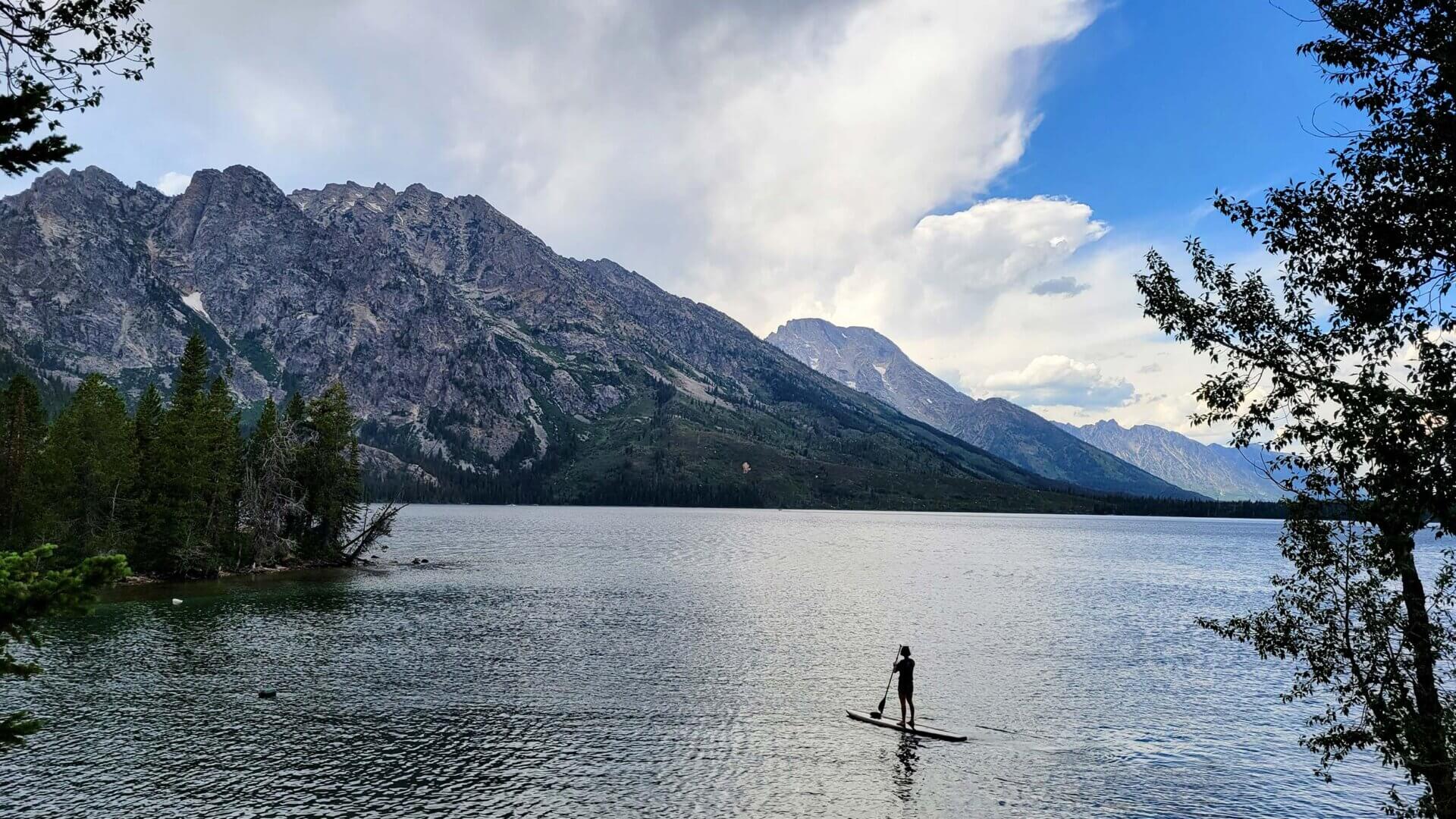 Paddle boarder on Jenny Lake