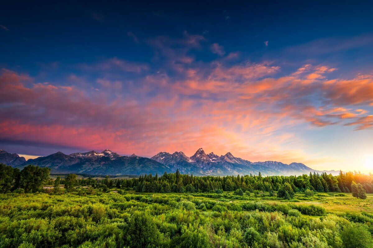 Sunrise Over The Teton Range In Grand Teton National Park