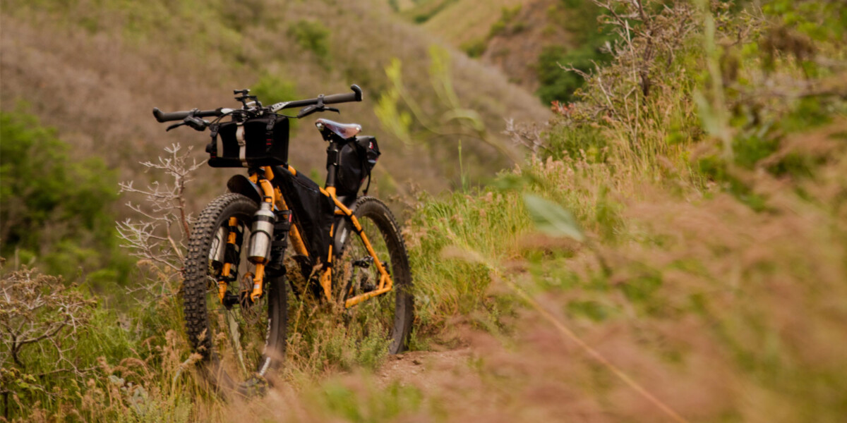 Bike on mountain trail.