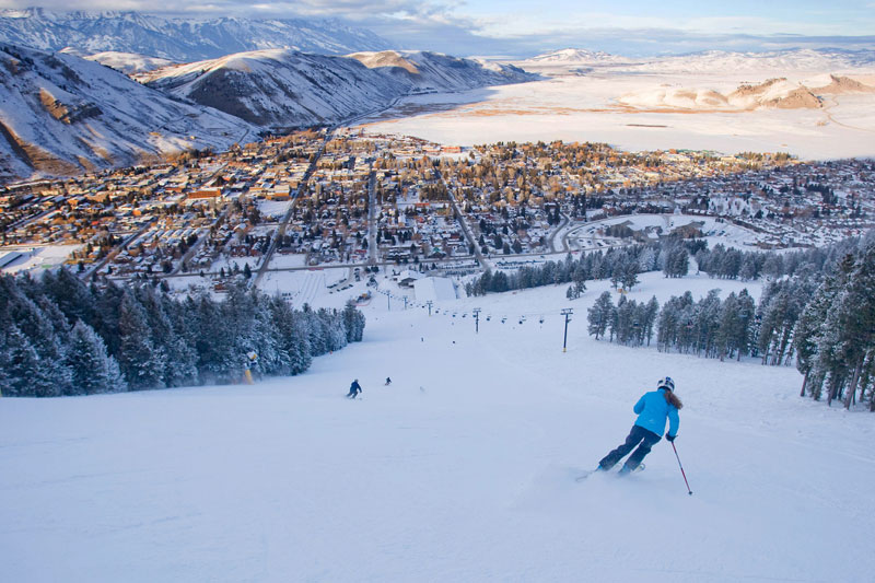Snow King Mountain Resort view of ski run overlooking Jackson WY