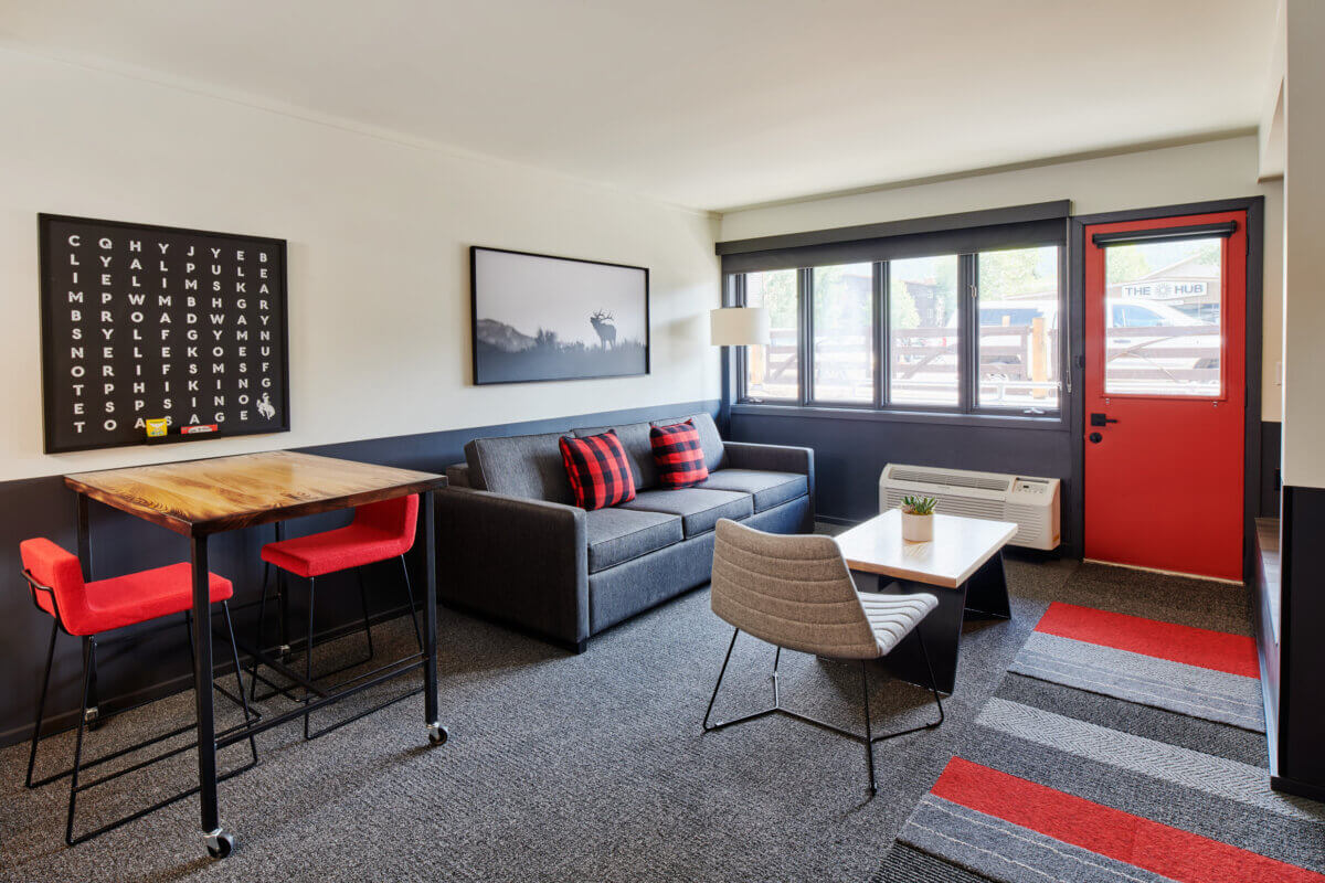 One Bedroom Two Queen Suite living room towards patio