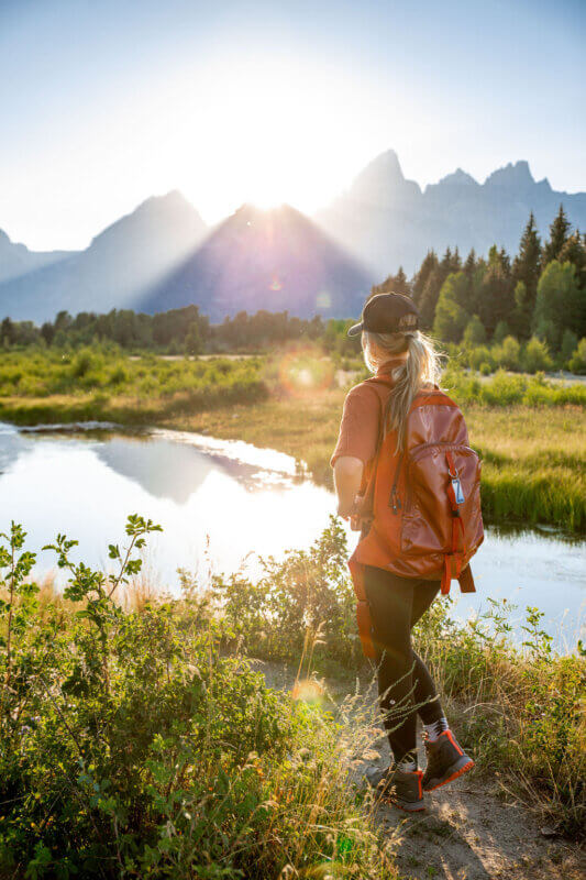 Girl hiking in Grand Teton National Park