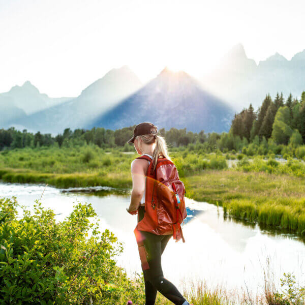 Girl taking a walk in Grand Teton National Park