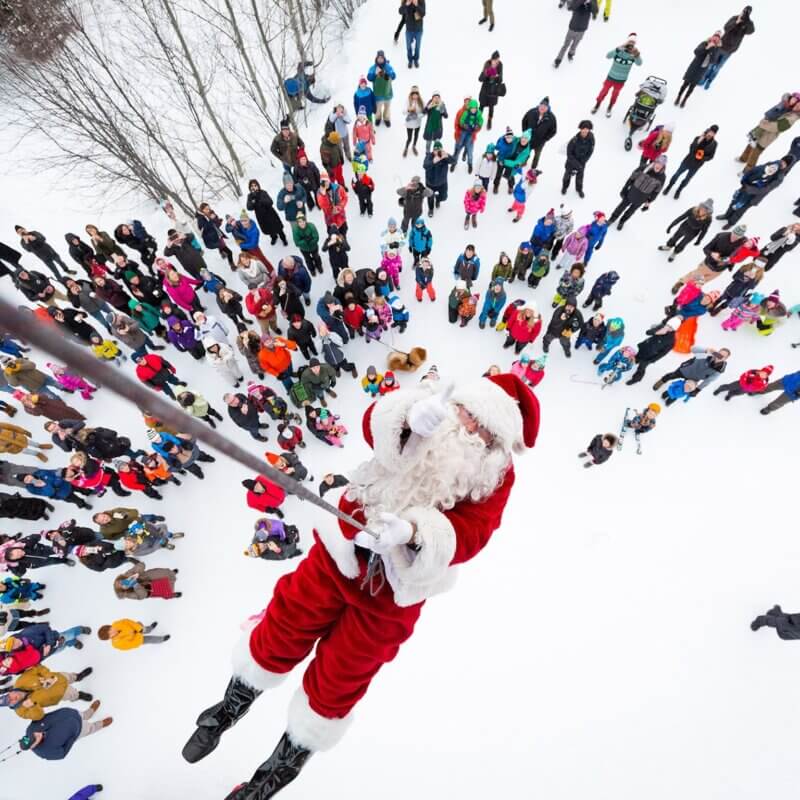 Santa Drops From The Tram Jackson Hole